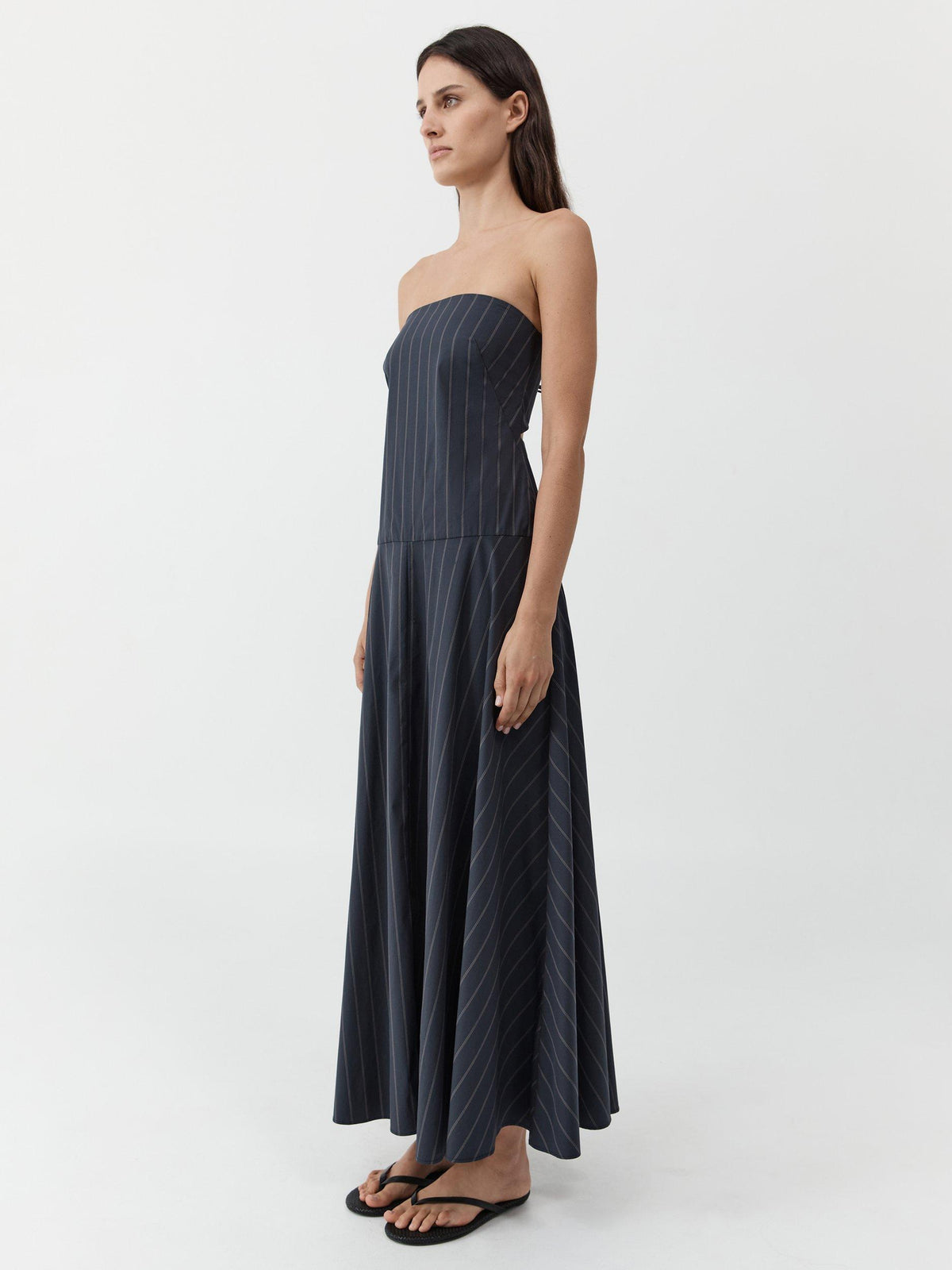 St Agni Strapless Rouleau Unlined Women's Maxi Dress - Size Medium - Navy