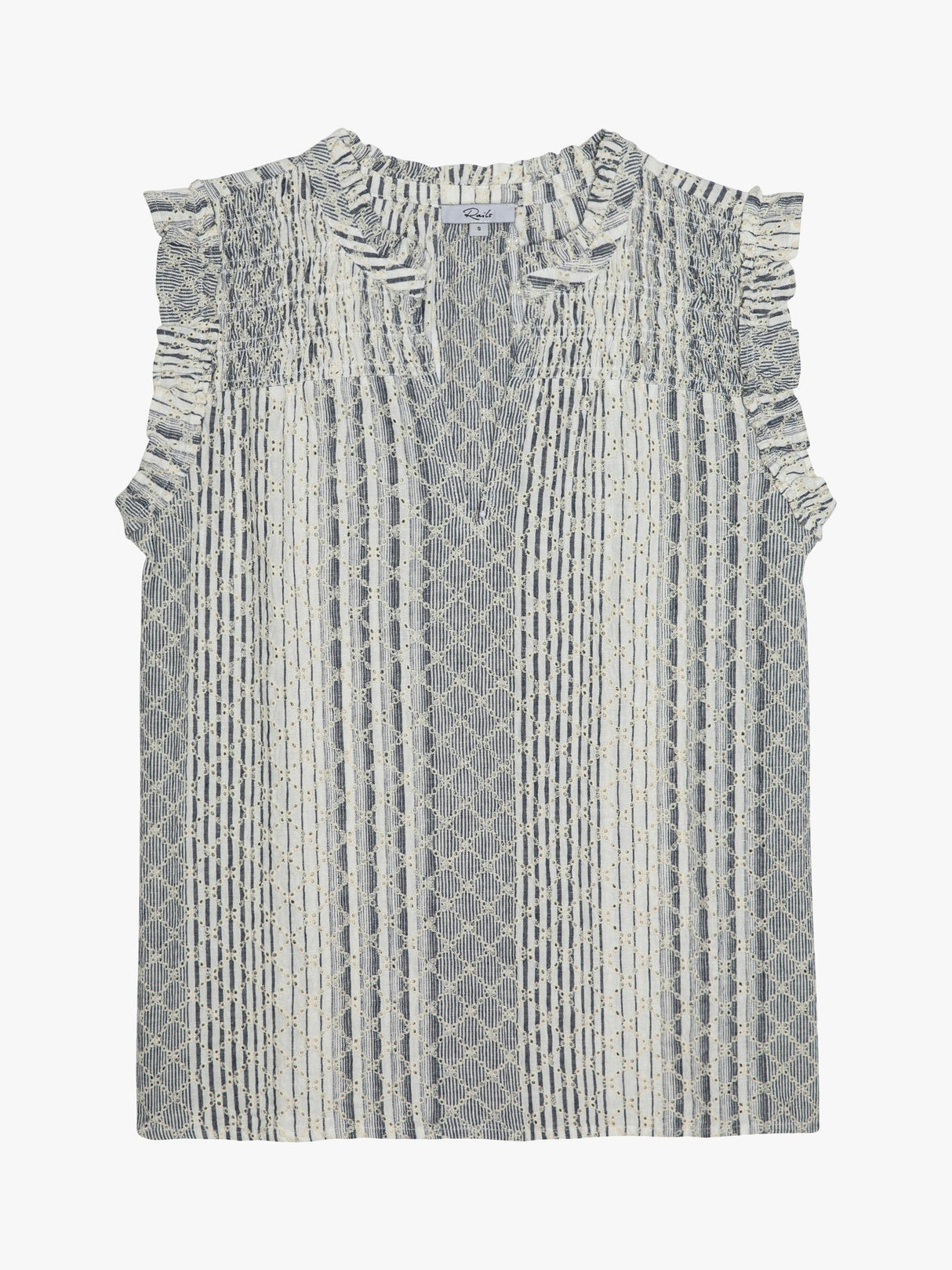 Rails Arlene Stripe Linen Rich Women's Loose V-Neck Top White/Multi Size XS