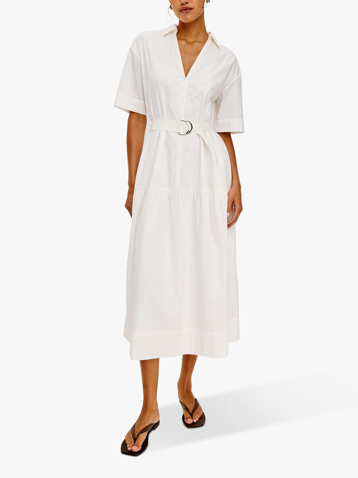 Rails Richmond Cotton Blend Short Sleeve Shirt Midi Dress Size XS - White