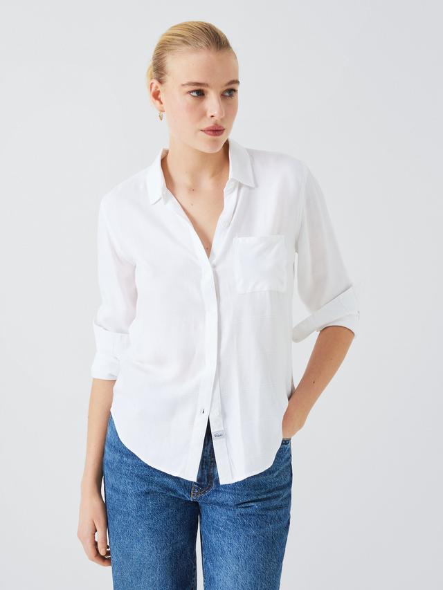 Rails Hunter Women's Long Sleeve Plain Casual Collared Shirt - Ivory - Large