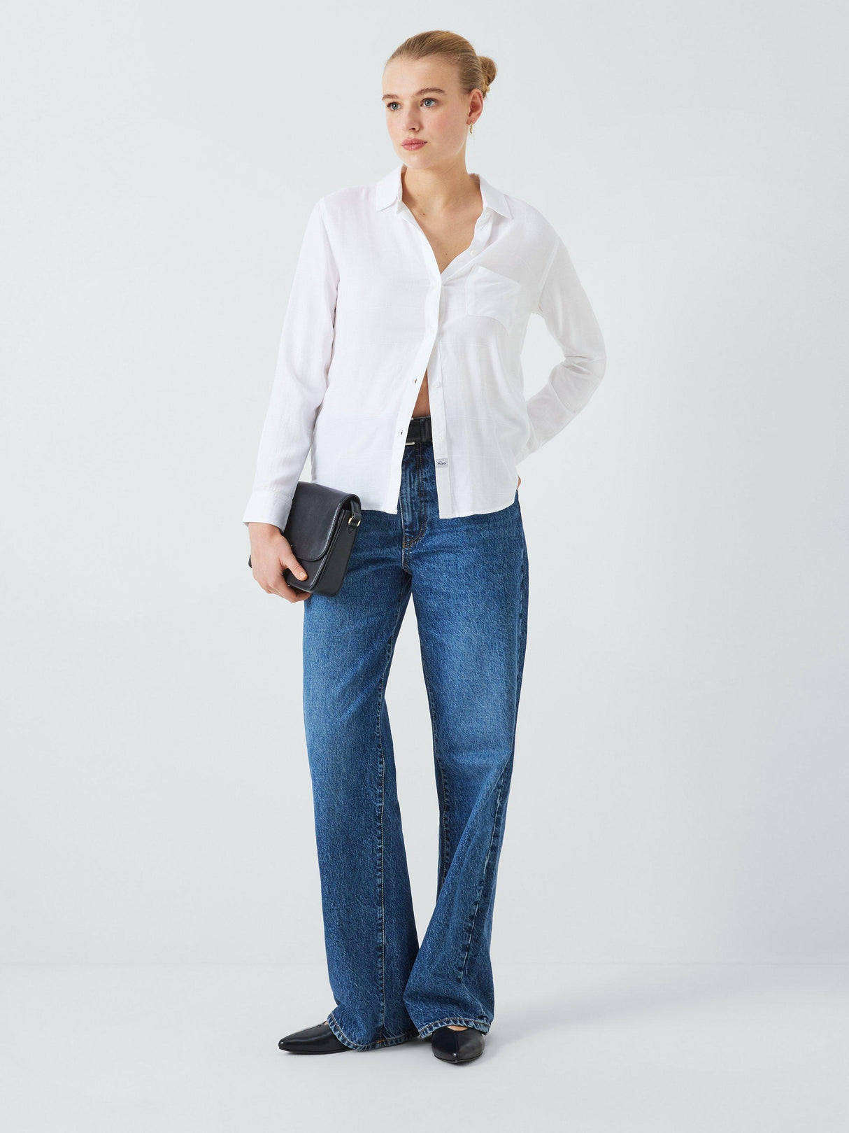 Rails Hunter Women's Long Sleeve Plain Casual Collared Shirt - Ivory - Large