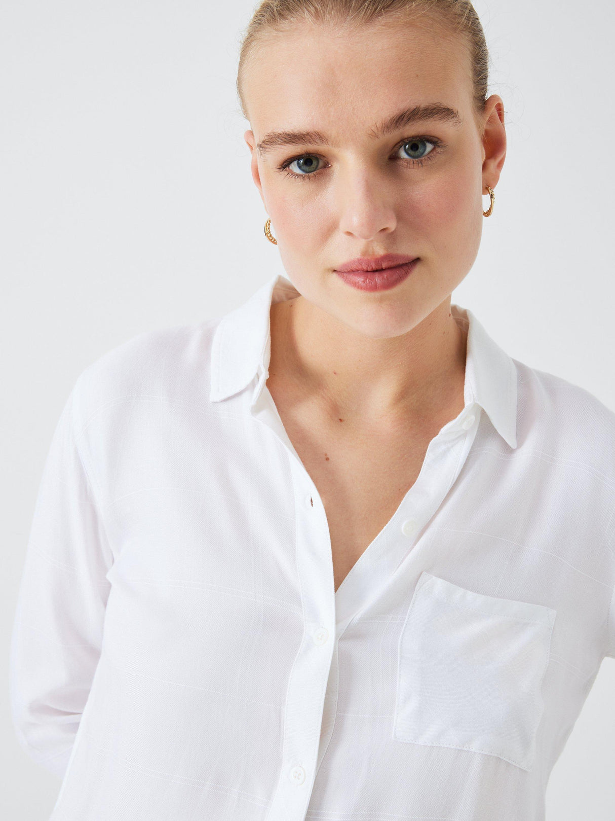 Rails Hunter Women's Long Sleeve Plain Casual Collared Shirt - Ivory - Large