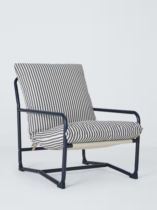 John Lewis Marcy Sling Shower-Resistant Cushion Single Garden Chair - Navy