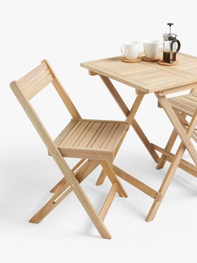 John Lewis Foldable Wooden 2-Seater Garden Table & Chairs Set - Natural