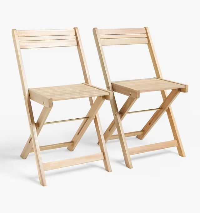 John Lewis Foldable Wooden 2-Seater Garden Table & Chairs Set - Natural