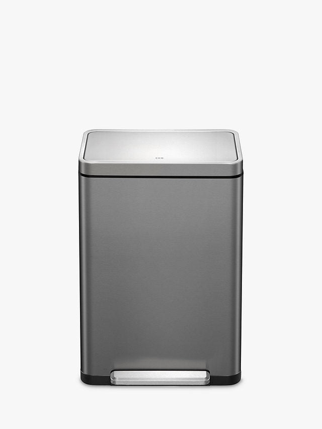 EKO X Cube Pedal Bin 45L Stainless Steel H65.2 x W43.3 x D33.4cm Dark Grey - Kazoop