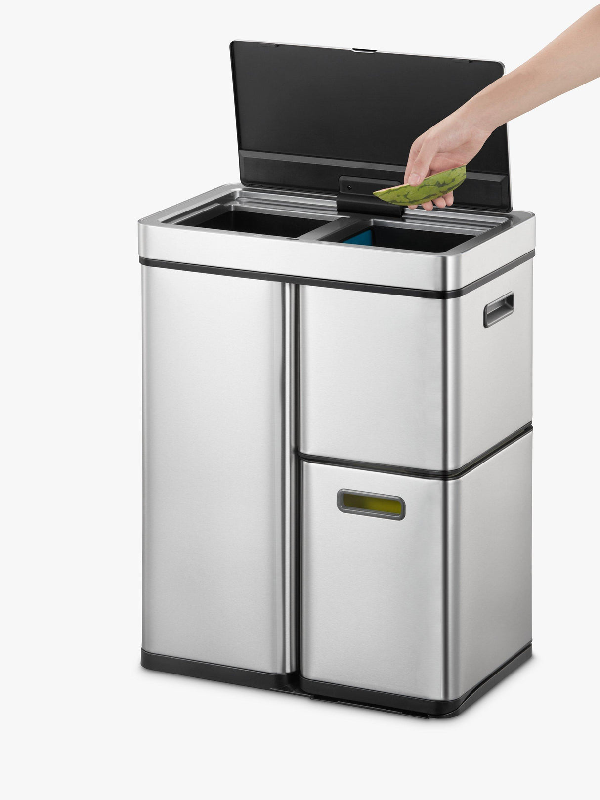 EKO Mirage Plus 55L Sensor Waste Separation 3-Chamber Bin - Stainless Steel