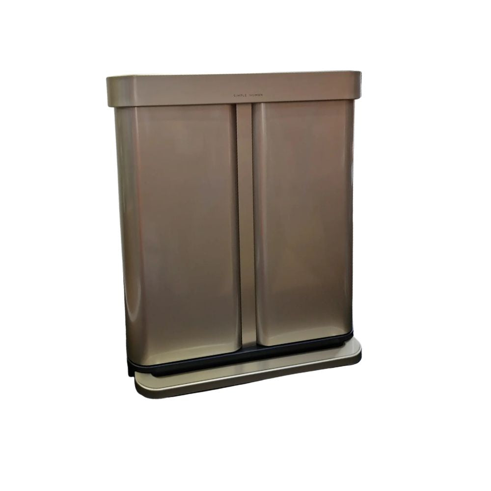 Simplehuman 58L Dual Compartment Liner Pocket Recycling Pedal Bin - Gold