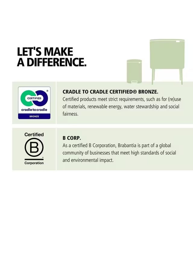 Brabantia Bo Hi 2 x 30L Modern Indoor Kitchen Slim Recycling Touch Bin White