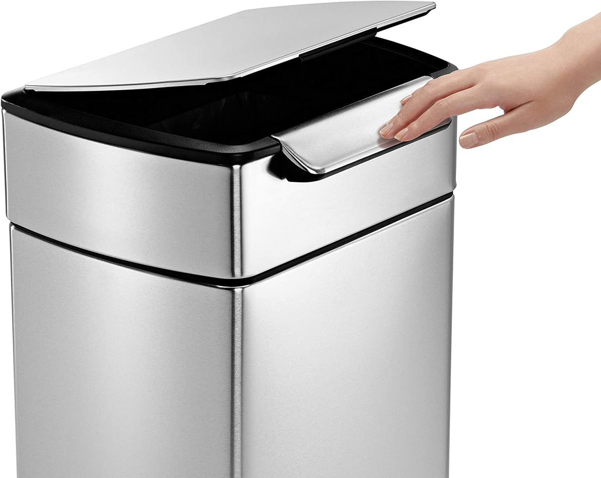 Simplehuman Rectangular 30L Touch Bar Silver Bin - Brushed Stainless Steel