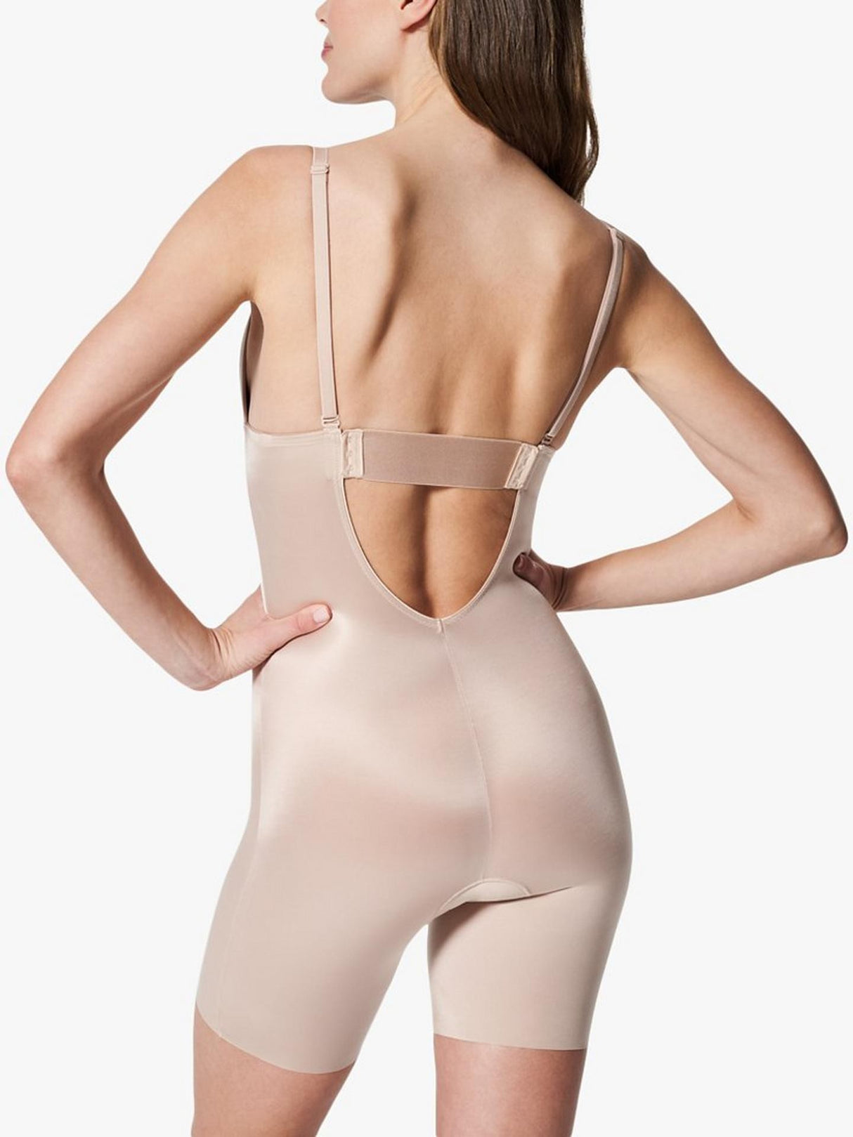 Spanx SPANXshape Suit Your Fancy Plunge Low-Back Mid-Thigh Bodysuit - Small