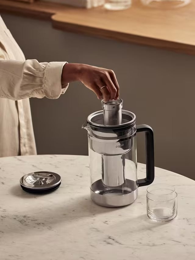 Aarke Purifier Large 2.8L Water Filter Glass Pitcher - Clear/Stainless Steel