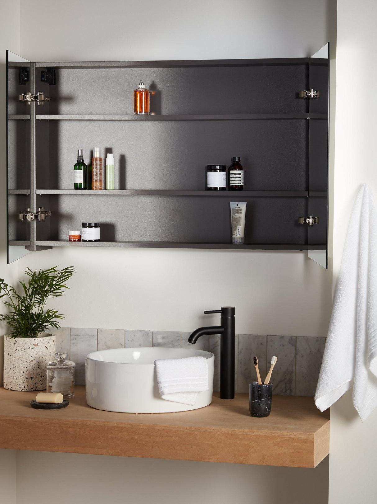 John Lewis Large Double Mirror Wall Mounted Storage Unit Bathroom Cabinet