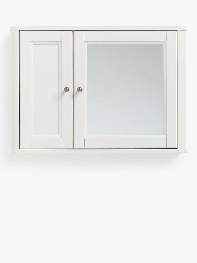 John Lewis Portsman Double Mirrored Bathroom Cabinet H42 x W60cm - White - Kazoop