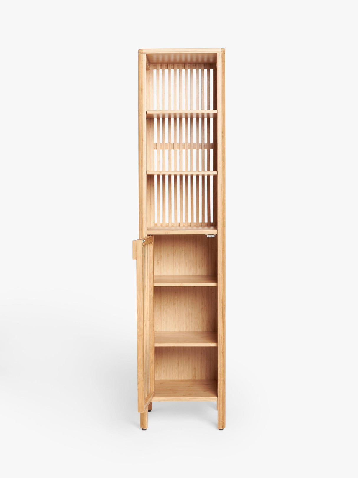John Lewis Slatted Bathroom Bamboo Freestanding Tallboy - H160 x W36.4 cm