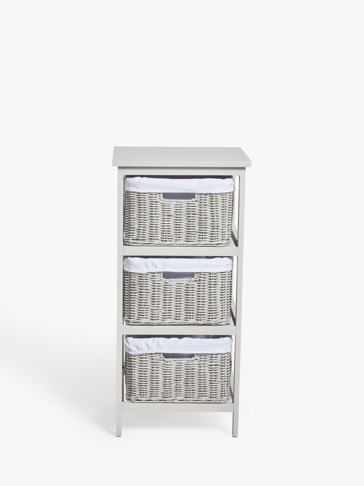 John Lewis Handmade Freestanding Rattan 3 Drawer Unit H77 x W34 x D37cm-Grey