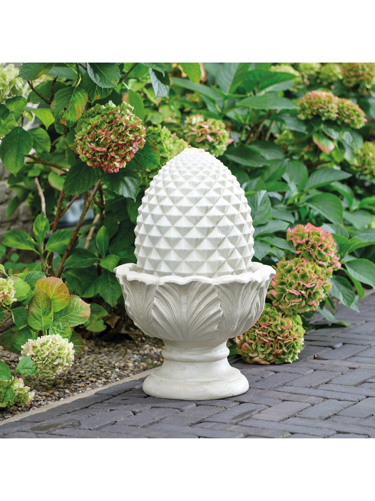 Kaemingk Artichoke Stone Effect LED Garden Water Feature - White Natural