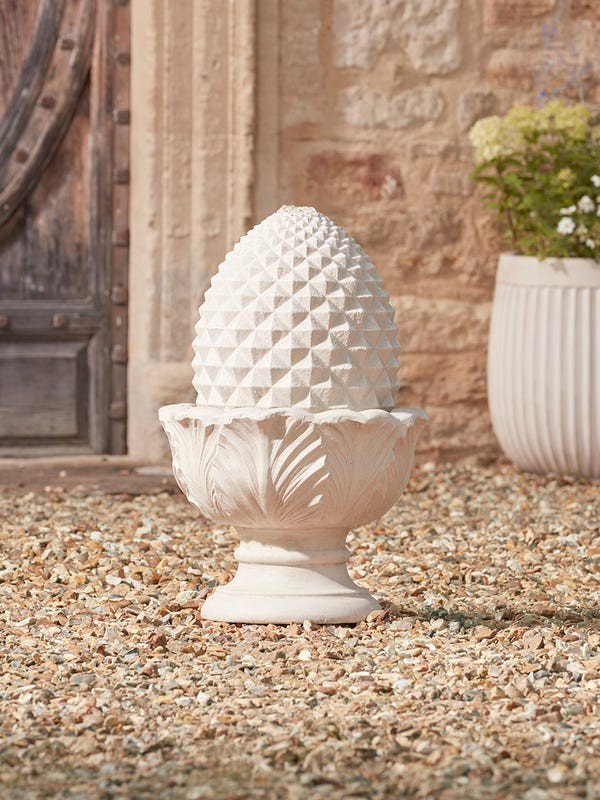 Kaemingk Artichoke Stone Effect LED Garden Water Feature - White Natural