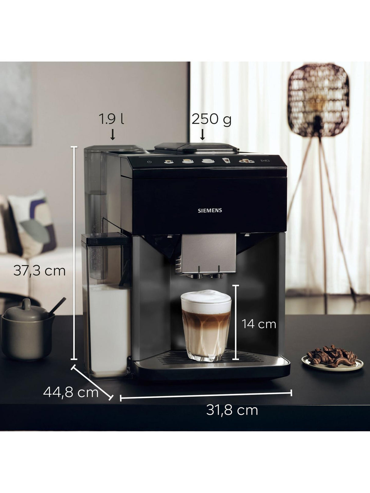 Siemens TQ515GB9 EQ500 Fully Automatic Bean Coffee Machine - Piano Black