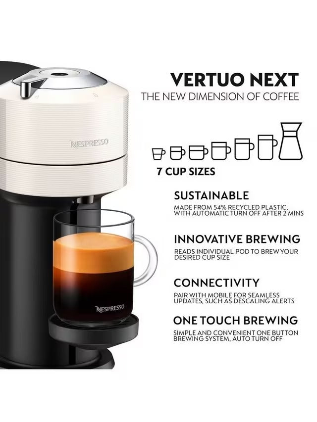Nespresso Vertuo Next ENV120 Pod Capsule Coffee Machine by De'Longhi - White