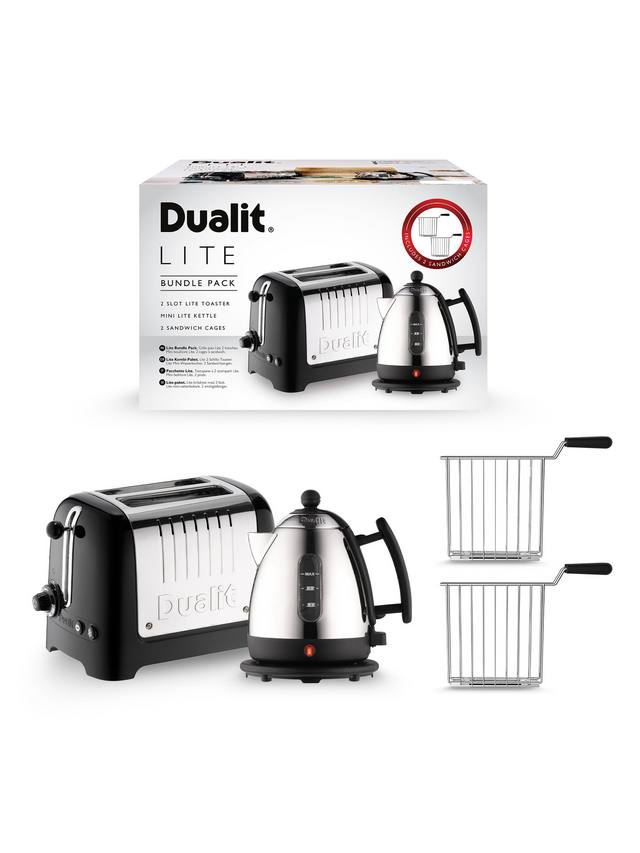 Dualit Lite Kettle & Toaster Set with Sandwich Cages (DPP2A/ DMK1) - Black