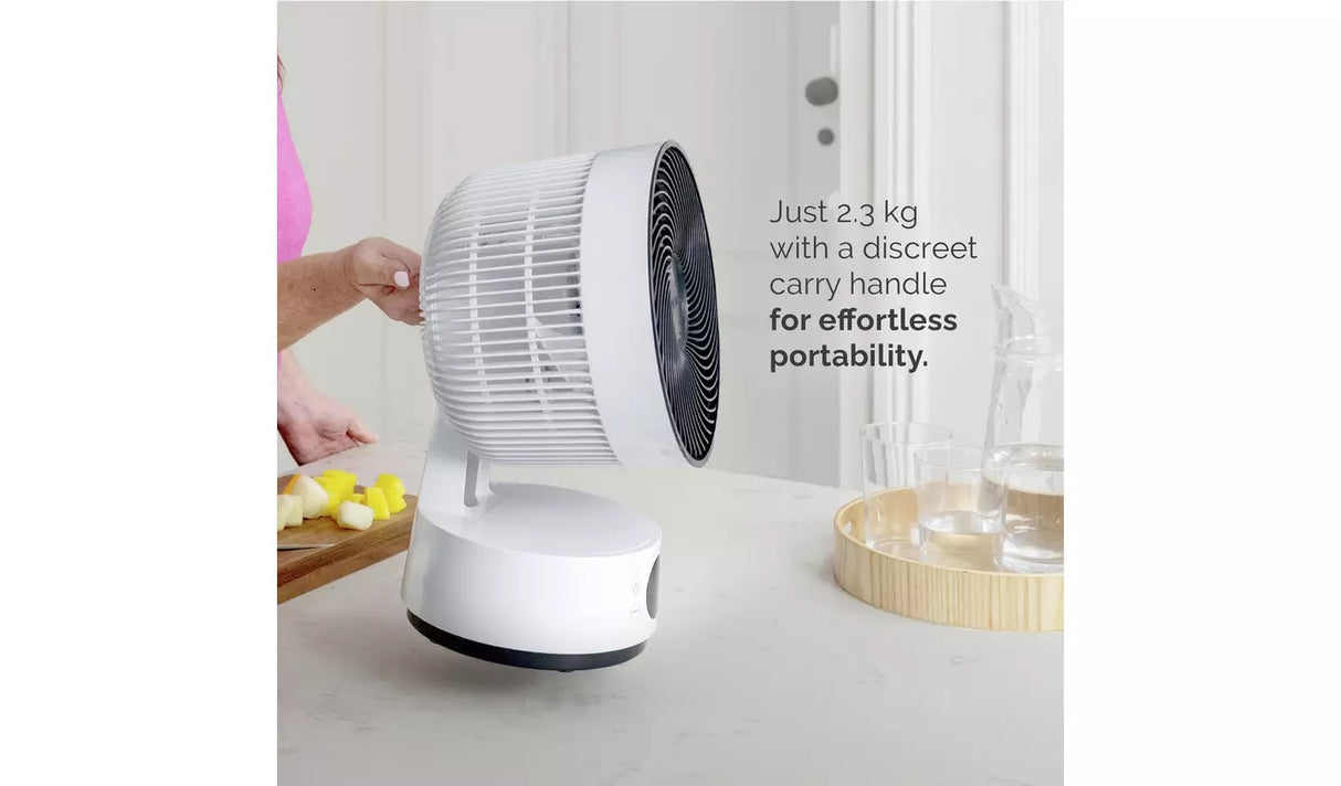 Meaco Sefte 8" Portable Rechargeable 12-Speed Air Circulator Table Fan White