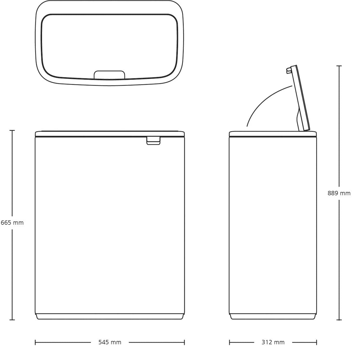 Brabantia Bo Fingerprint Proof 60L Pedal Waste Bin - Matte Steel