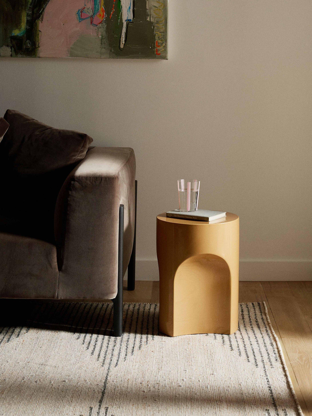 The Conran Shop Doric Sculptural Designer Living Room Side Table - Mustard