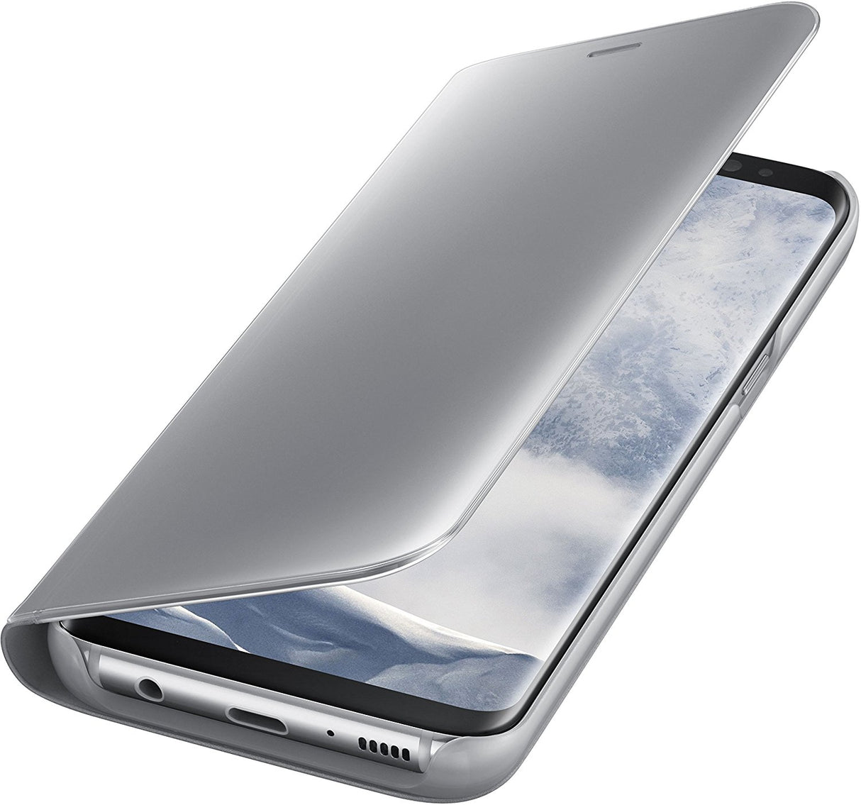 Samsung Genuine Original Galaxy S8 Clear View Standing Case - Silver