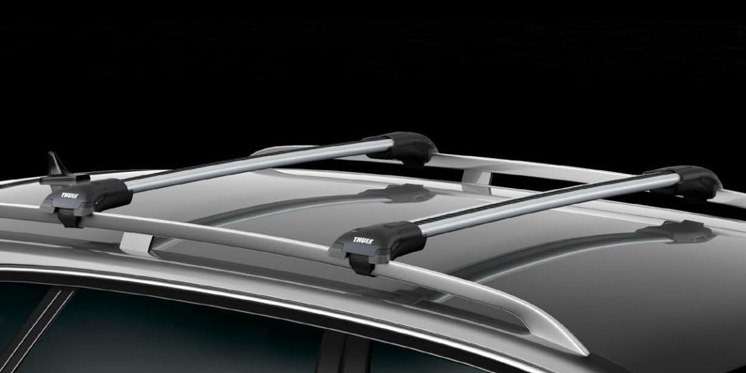 Thule WingBar Edge 9585 Raised Rail Lockable Cross Bars Pair - M/L - Silver