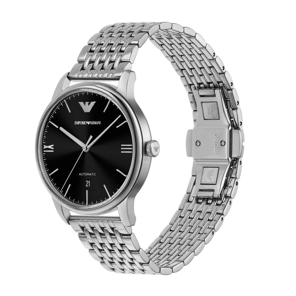 Emporio Armani Minimalist 39mm Black Dial Steel Mens Automatic Watch AR60081