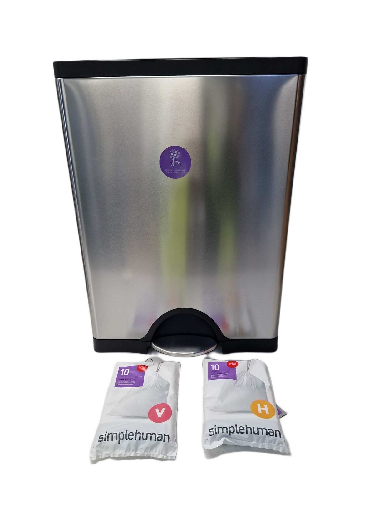 Simplehuman 46L Rectangular Kitchen Recycling Bin - Brushed Stainless Steel