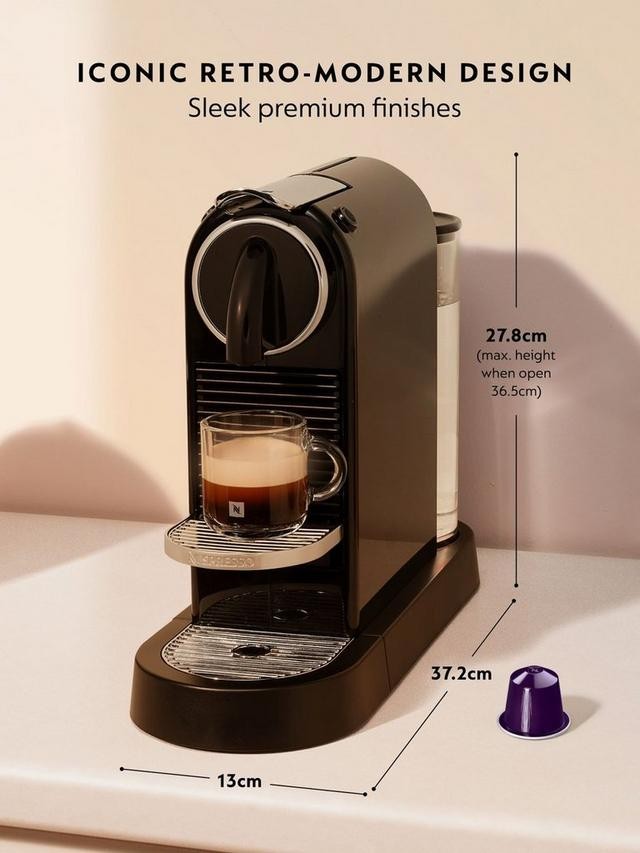 Nespresso CitiZ EN167.B 1L Coffee Capsule Pod Machine by De'Longhi - Black