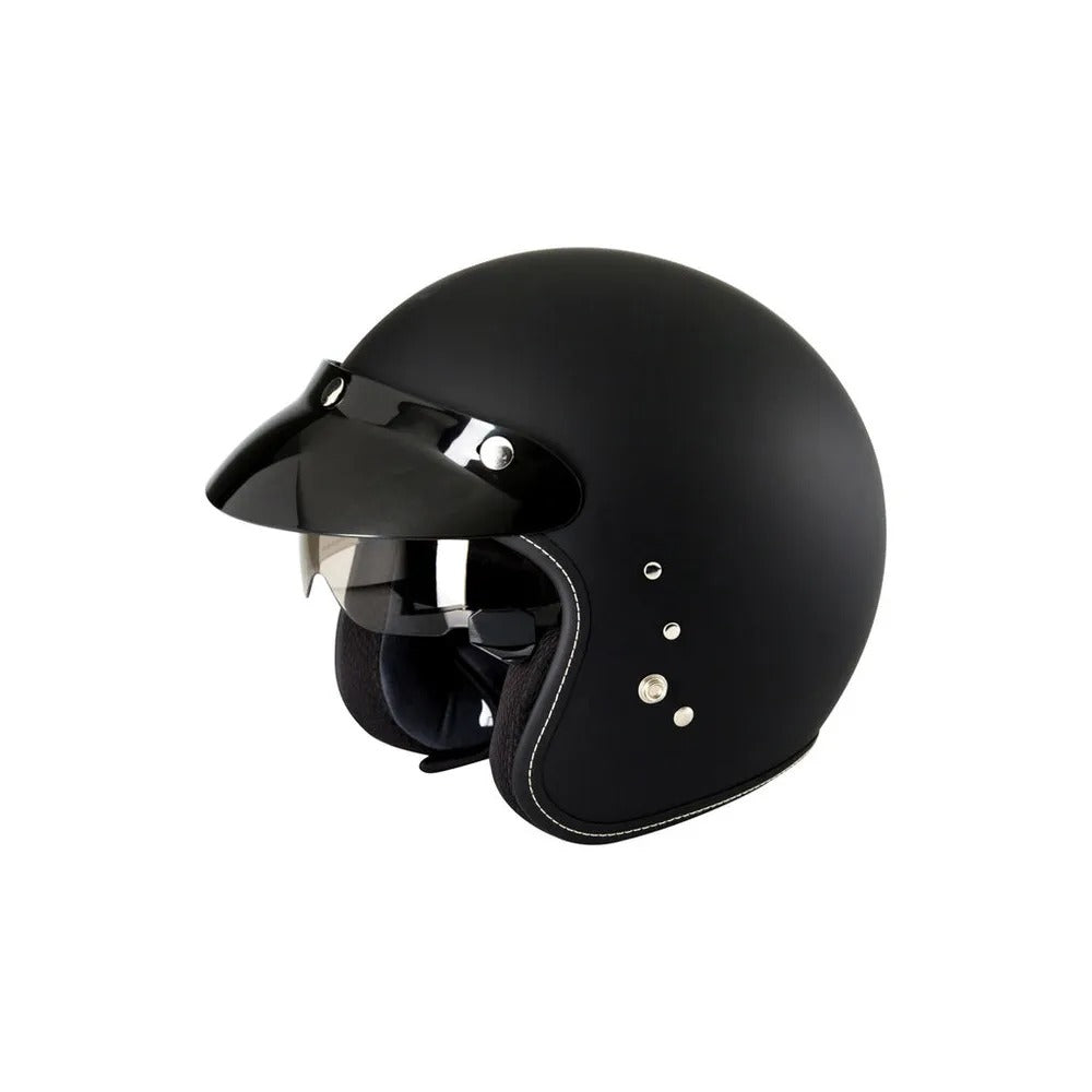Duchinni D501 Internal Sun Visor Open Face Motorcycle Helmet Size M - Black