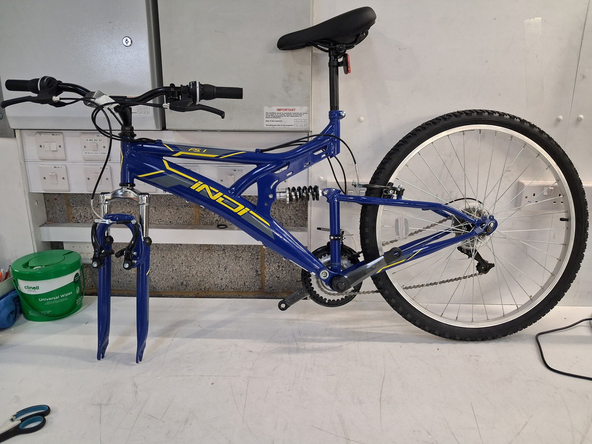 Indi FS 1 Mens MTB 18 Speed Full Suspension Mountain Bike - Blue - Medium