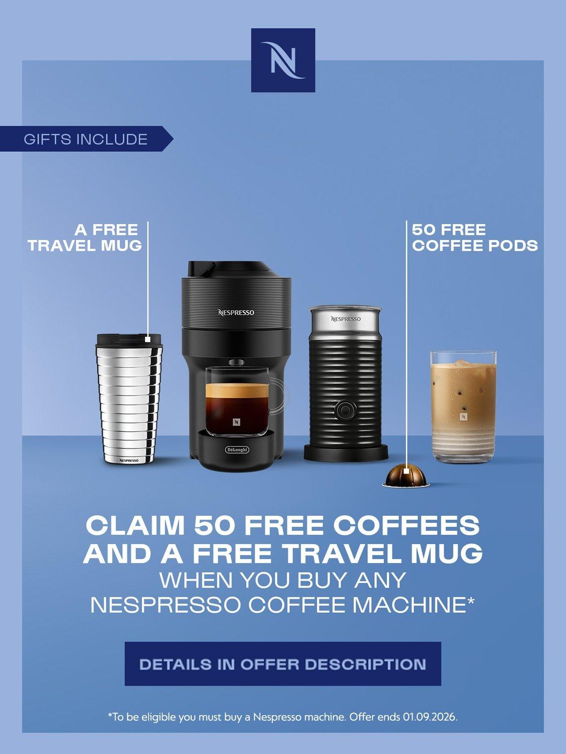 Nespresso Vertuo Pop Pod Capsule Coffee Machine Barista Bundle - Black
