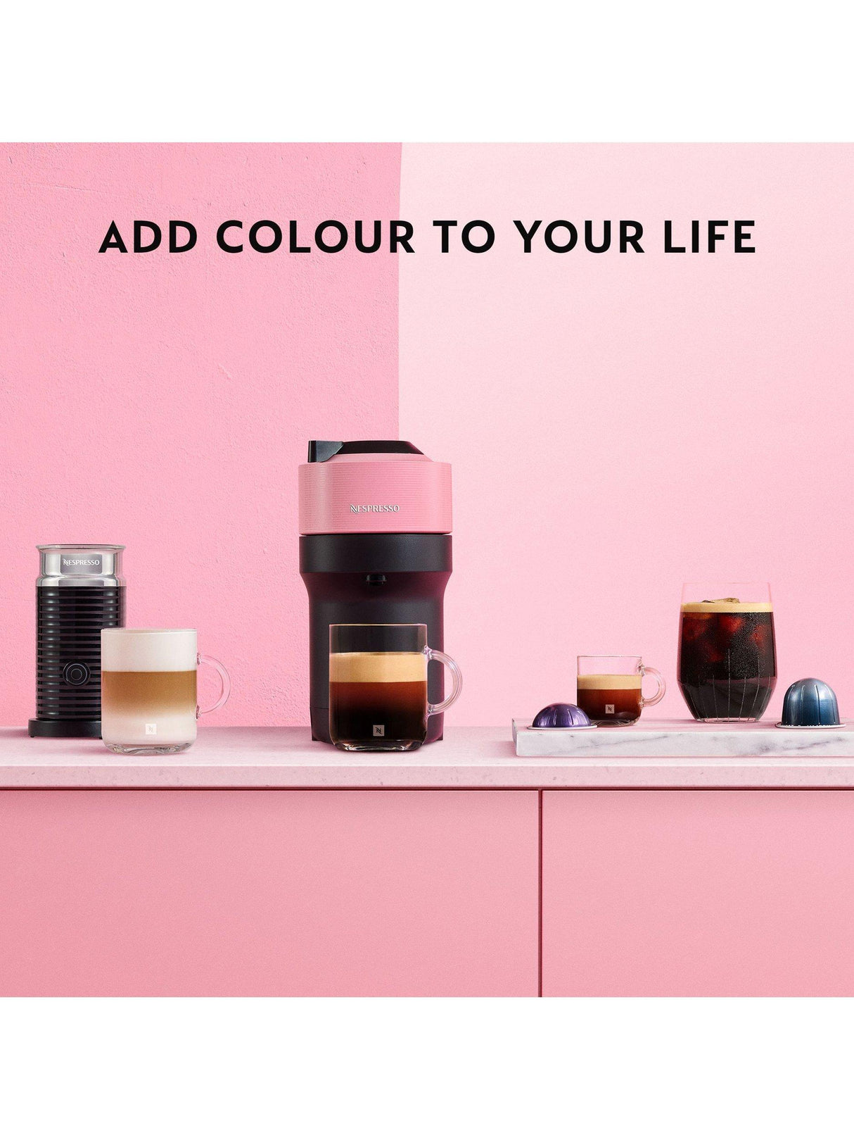 Nespresso Vertuo Pop Pod Capsule 19bar Compact Coffee Machine - Candy Pink