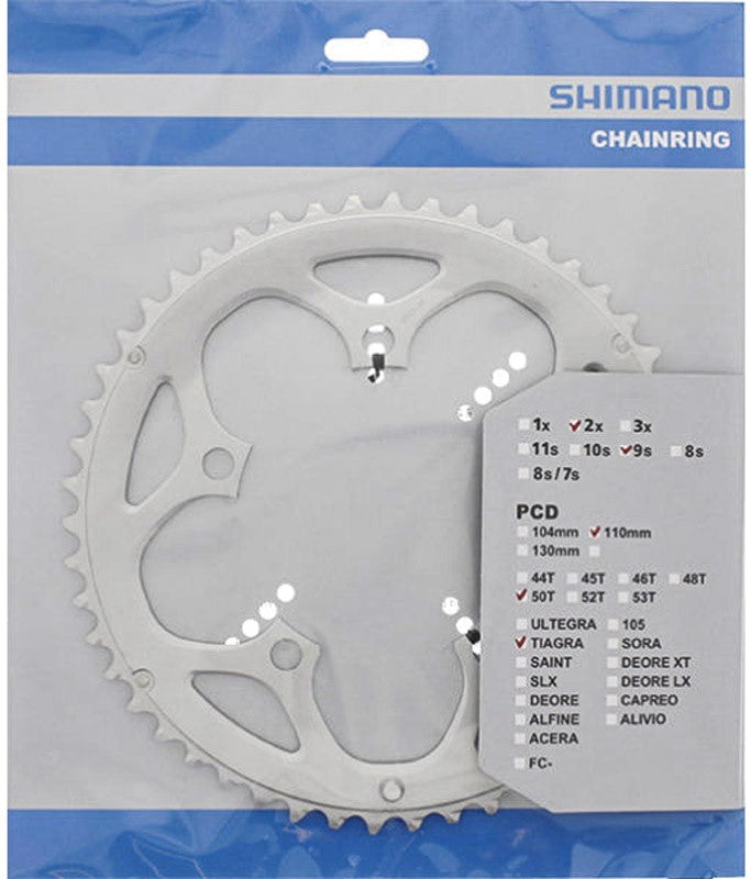 Shimano Tiagra Bike Replacement Parts 2x9 Speed 110mm 50T Chainring - Silver