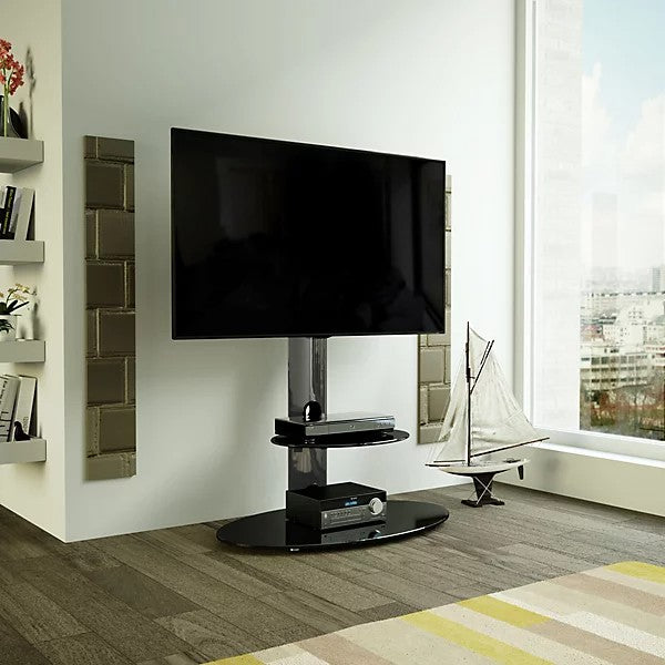 AVF Lugano Oval Pedestal TV Stand With Bracket For TVs Up To 65" - Black