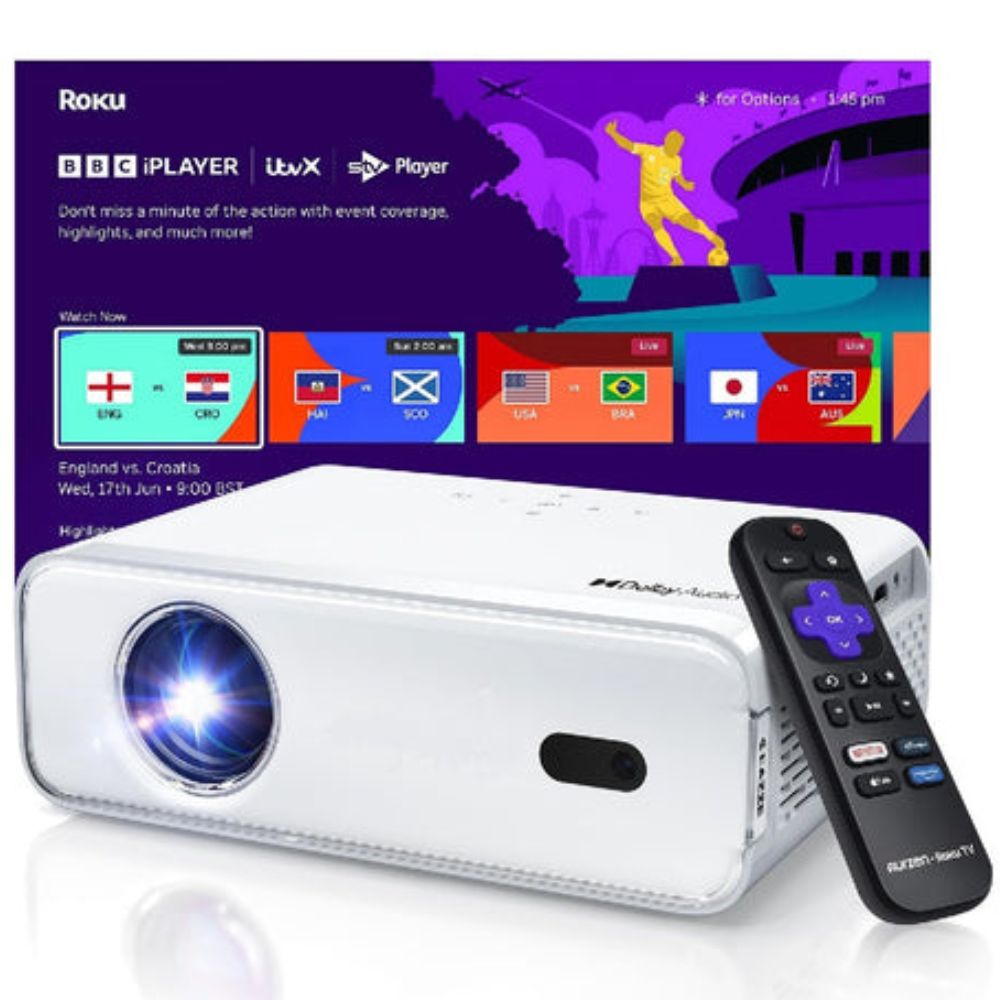 Sharp TX-LJ222K Full HD Wi-Fi Bluetooth HDMI Roku TV Smart Projector - White