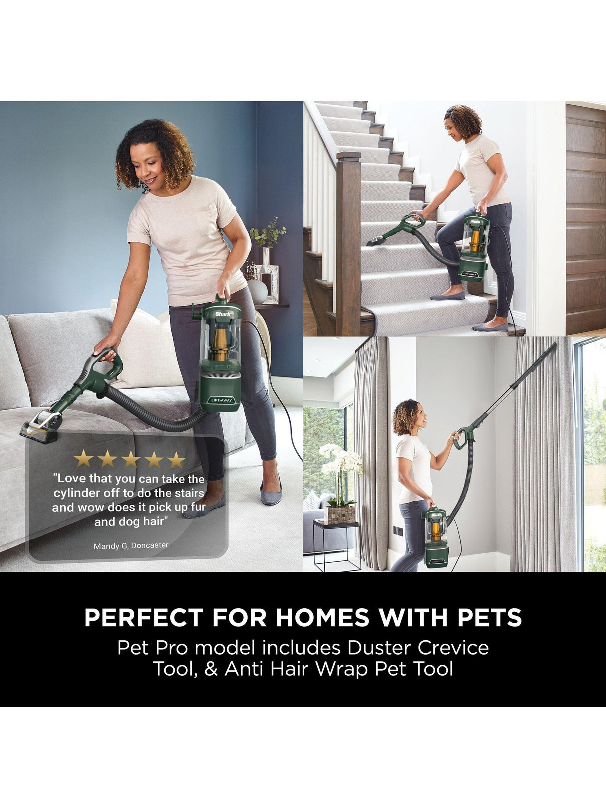 Shark NZ691UKT Anti Hair Wrap Upright Vacuum Cleaner - Porsche Green/Silver