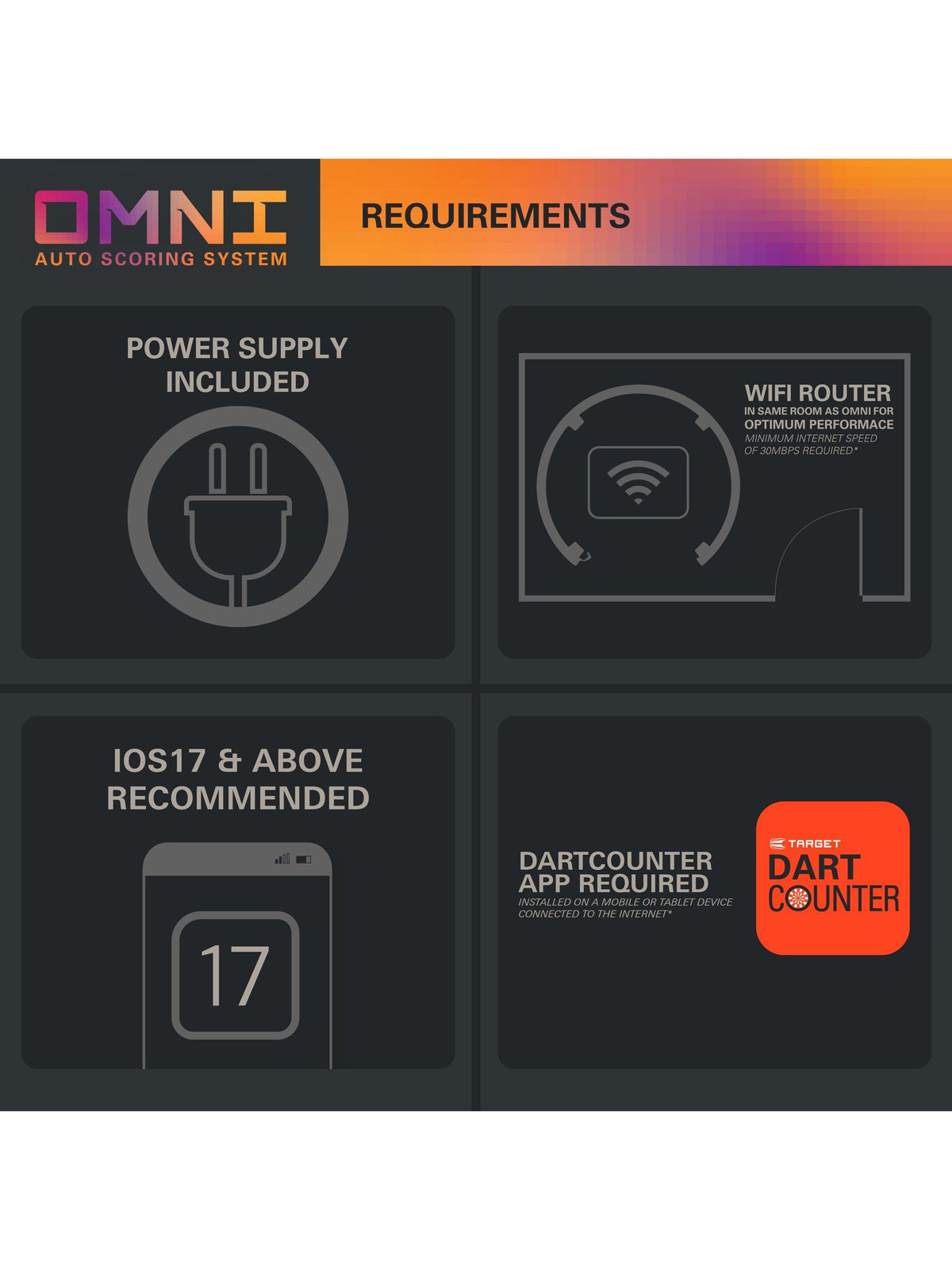 Target Darts Omni Automatic HD Camera Scoring System with LED Light - Black