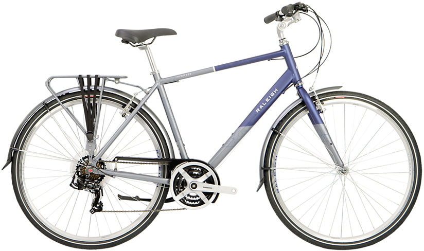 Raleigh Pioneer Tour 21in Large 700c 21 Speed Hybrid City Bike - Blue Silver