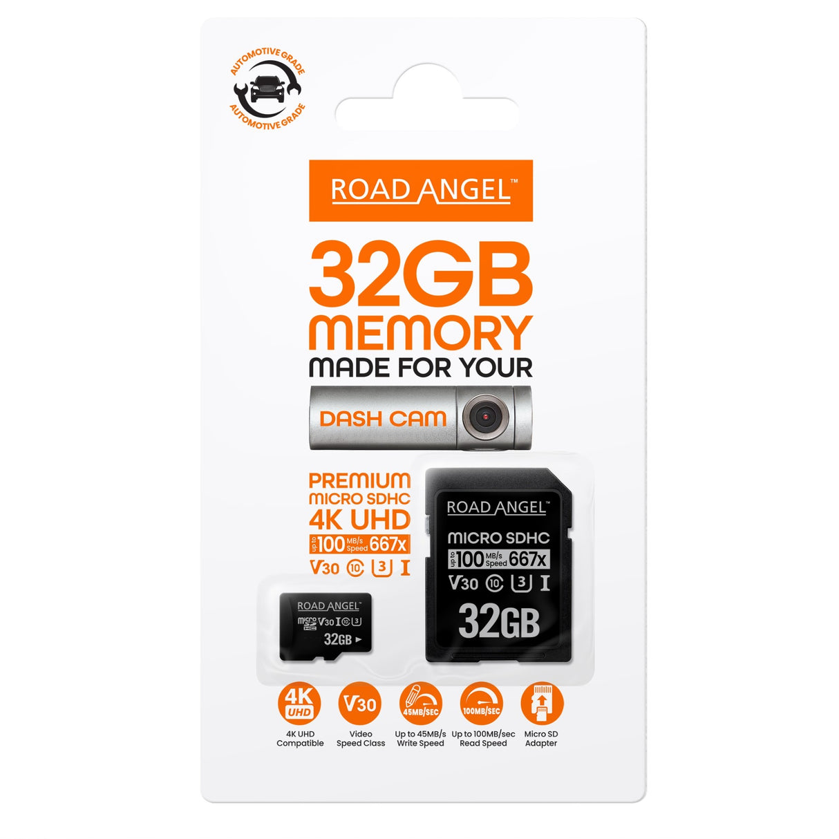 Road Angel RSD32 32GB U3 V30 Class 10 600x microSDHC Dash Cam Memory Card