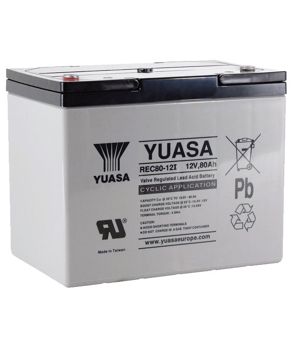 Yuasa REC80-12I 12V 80Ah AGM VRLA Rechargeable Deep Cycle Battery - Grey
