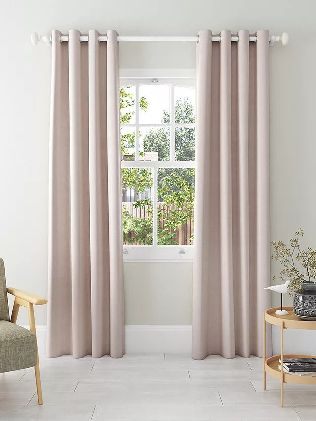 John Lewis Textured Thermal Lined Eyelet Curtains Rose Pink W167xDrop 274cm - Kazoop