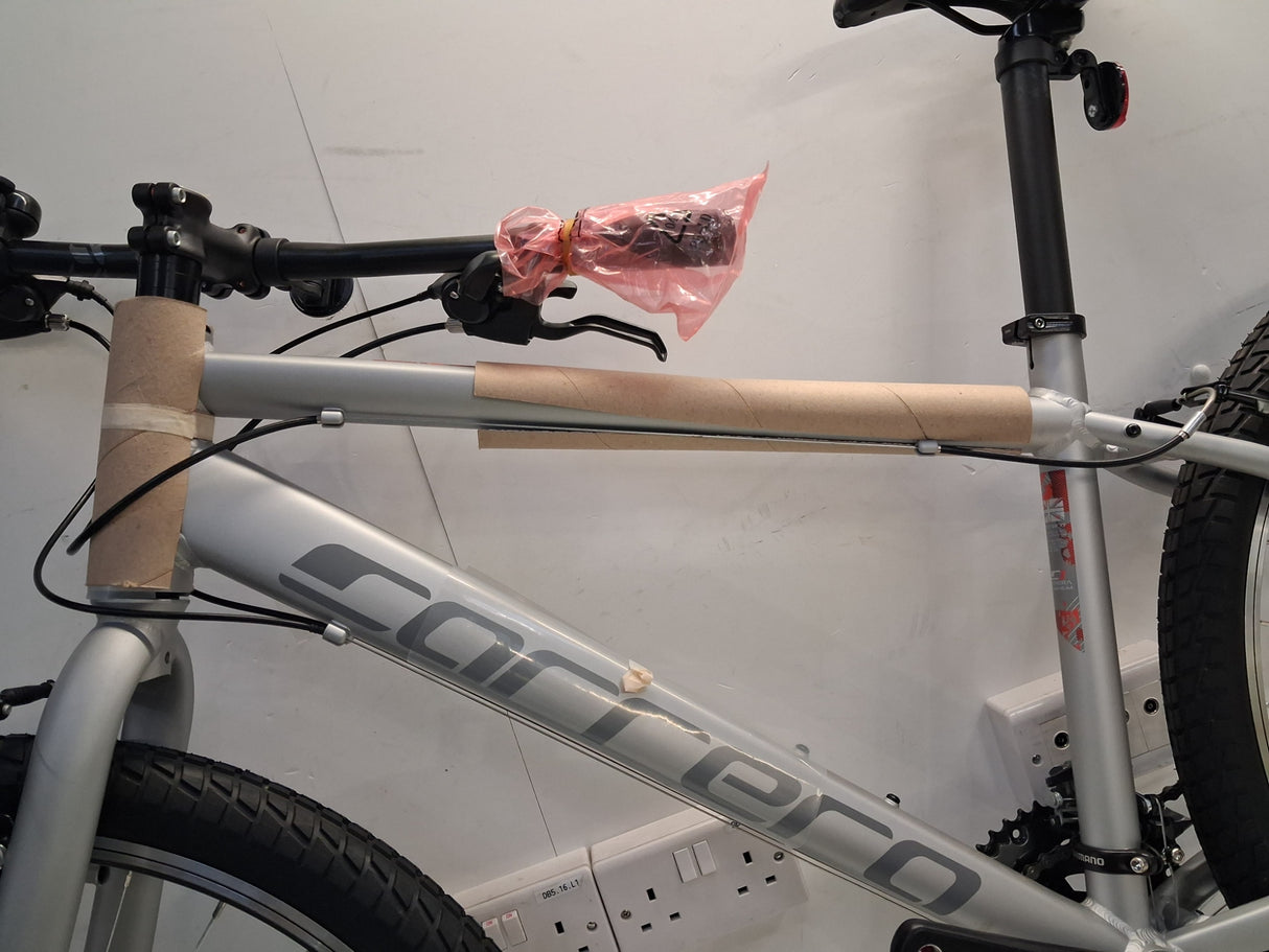 Carrera Parva Mens 14-Speed V-Brakes Age 14+ Hybrid Bike - Silver - Small