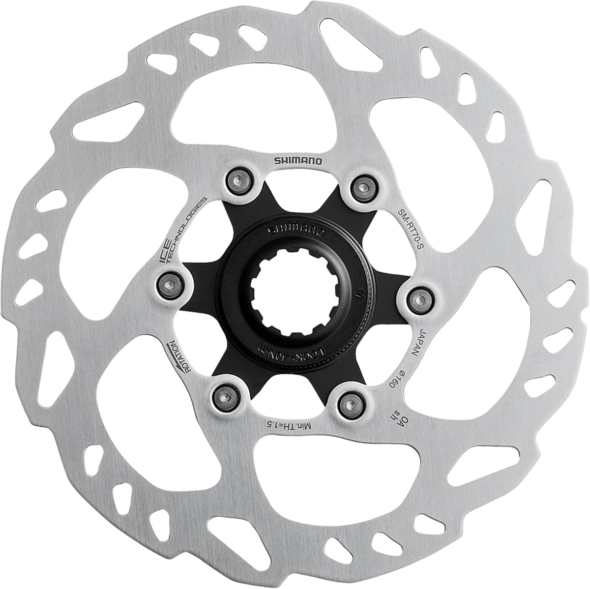 Shimano SM-RT70 Ice Tech Centre Lock Disc Brake Rotor 160mm - Silver/Black