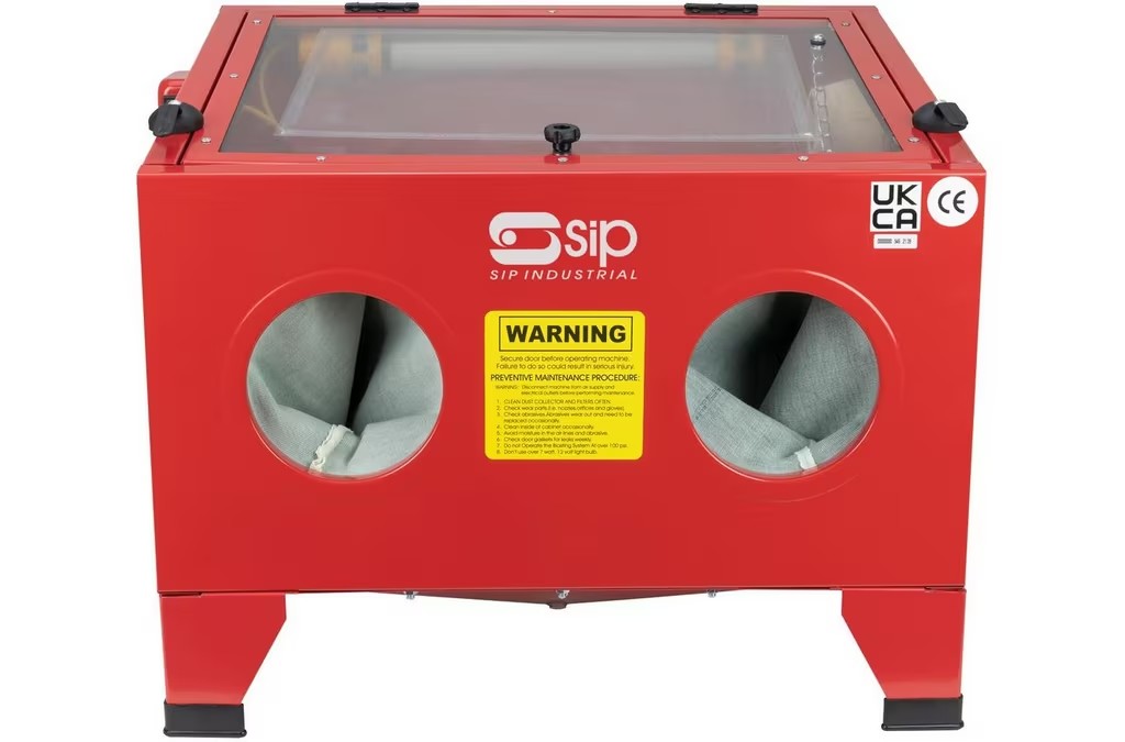 SIP Portable Worksop Equipment Abrasive Sand Blast Cabinet 90psi - Red