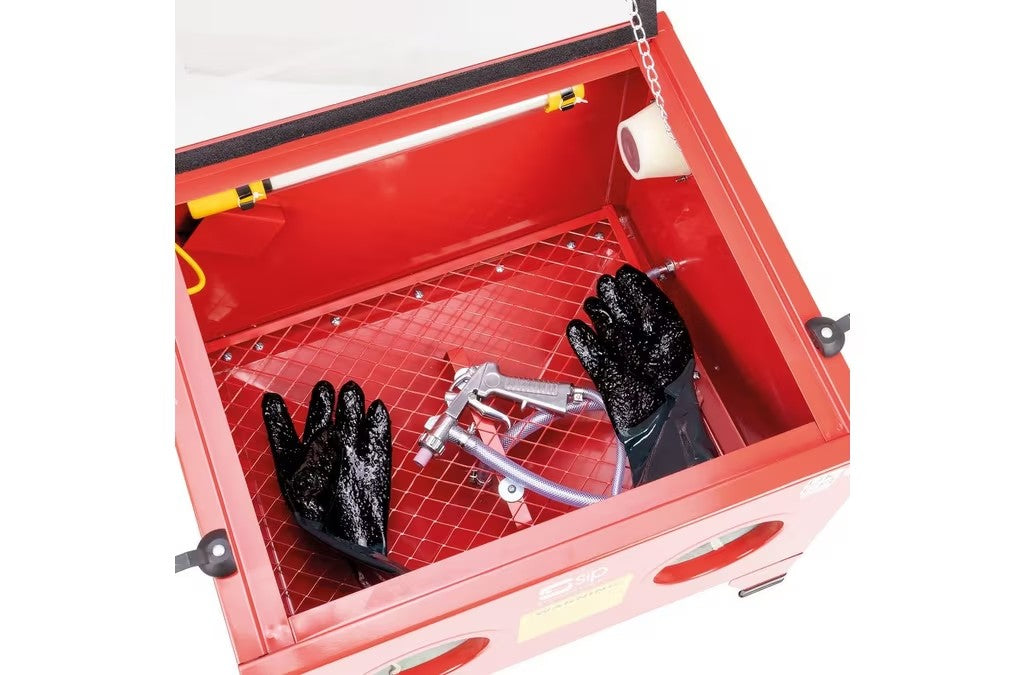 SIP Portable Worksop Equipment Abrasive Sand Blast Cabinet 90psi - Red